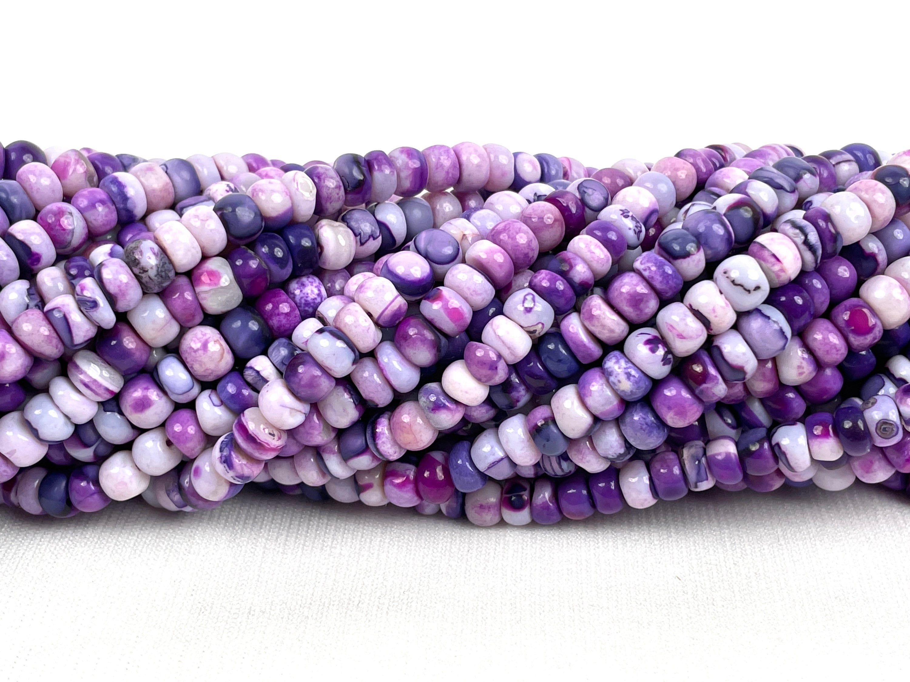 Purple Opal Smooth Rondelle Beads 5-5.5mm Lavender Opal Rondelle Beads,  Dyed Opal Beads 13 Strand